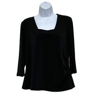JM Collection-Women's Large Black Lined Top Pullover 3/4 Sleeve V-Neckline